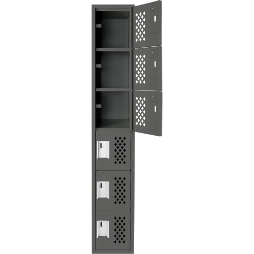 Assembled Lockerettes Clean Line Perforated Economy Lockers, 6 -tier, 18" x 72" x 12", Steel NRZ Safety Inc.