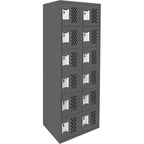 Assembled Lockerettes Clean Line Perforated Economy Lockers, 6 -tier, Bank of 2, 18" x 72" x 12", Steel NRZ Safety Inc.