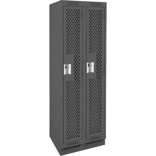 Clean Line Lockers, Bank of 2, 24" x 12" x 76", Steel, Charcoal, Rivet (Assembled), Perforated NRZ Safety Inc.