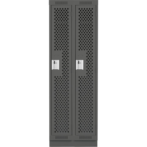 Clean Line Lockers, Bank of 2, 24" x 12" x 76", Steel, Charcoal, Rivet (Assembled), Perforated NRZ Safety Inc.