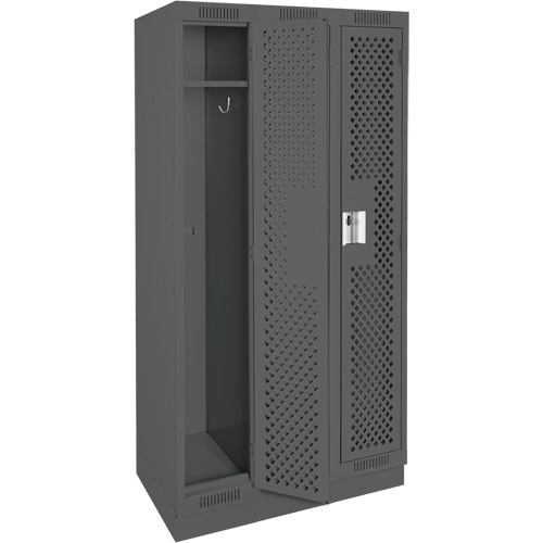 Clean Line Lockers, Bank of 3, 36" x 12" x 76", Steel, Charcoal, Rivet (Assembled), Perforated NRZ Safety Inc.