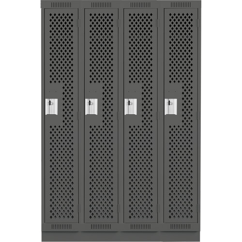 Clean Line Lockers, Bank of 4, 48" x 12" x 76", Steel, Charcoal, Rivet (Assembled), Perforated NRZ Safety Inc.