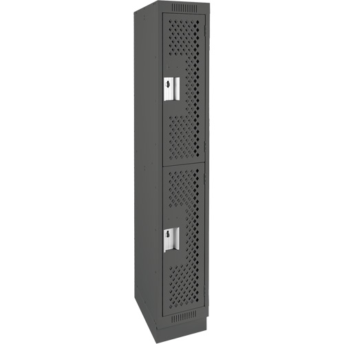 Clean Line Lockers, 2 -tier, 12" x 12" x 76", Steel, Charcoal, Rivet (Assembled), Perforated NRZ Safety Inc.