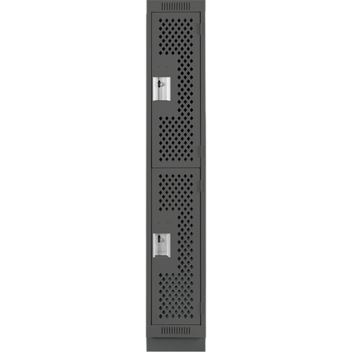 Clean Line Lockers, 2 -tier, 12" x 12" x 76", Steel, Charcoal, Rivet (Assembled), Perforated NRZ Safety Inc.