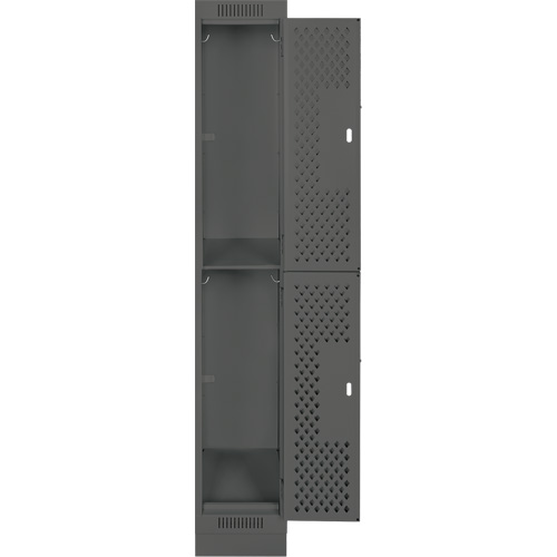 Clean Line Lockers, 2 -tier, 12" x 12" x 76", Steel, Charcoal, Rivet (Assembled), Perforated NRZ Safety Inc.