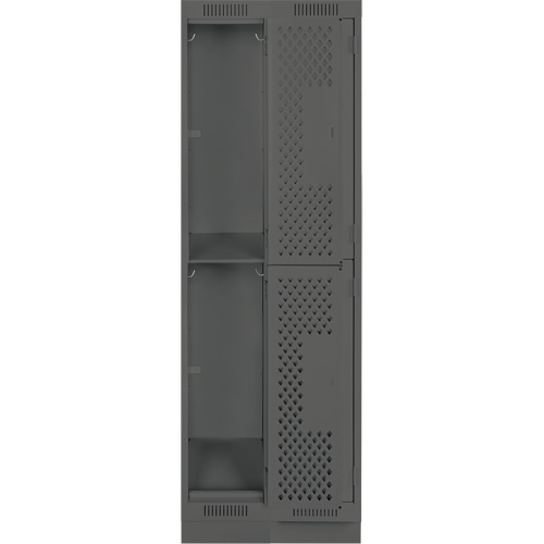 Clean Line Lockers, 2 -tier, Bank of 2, 24" x 15" x 76", Steel, Charcoal, Rivet (Assembled), Perforated NRZ Safety Inc.