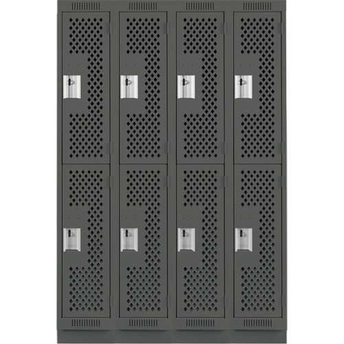 Clean Line Lockers, 2 -tier, Bank of 4, 48" x 15" x 76", Steel, Charcoal, Rivet (Assembled), Perforated NRZ Safety Inc.