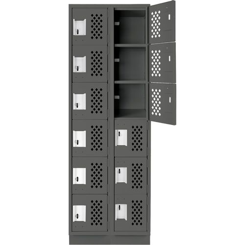 Assembled Lockerettes Clean Line Perforated Economy Lockers, 6 -tier, Bank of 2, 18" x 72" x 12", Steel NRZ Safety Inc.