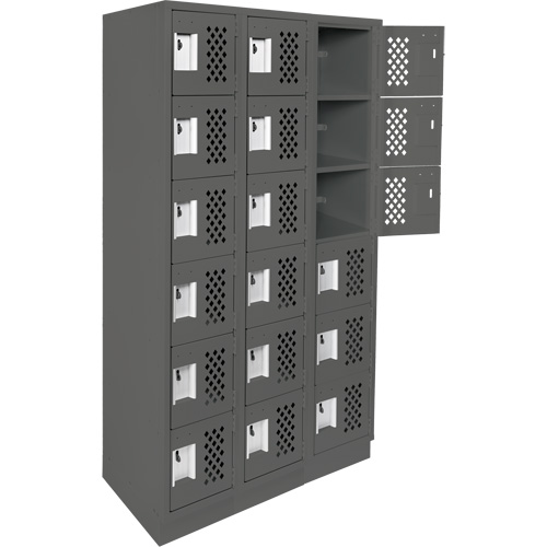 Assembled Lockerettes Clean Line Perforated Economy Lockers, 6 -tier, Bank of 3, 18" x 72" x 12", Steel NRZ Safety Inc.