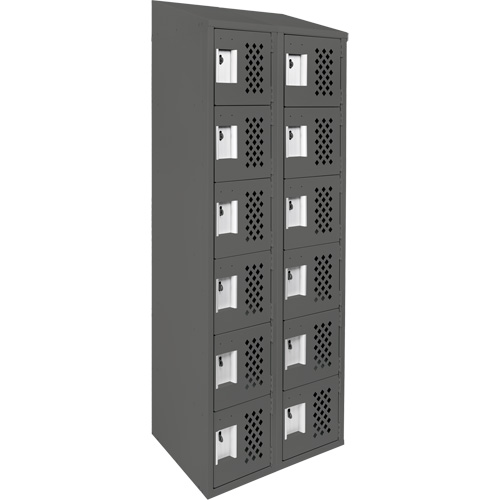Assembled Lockerettes Clean Line Perforated Economy Lockers, 6 -tier, Bank of 2, 18" x 72" x 12", Steel NRZ Safety Inc.