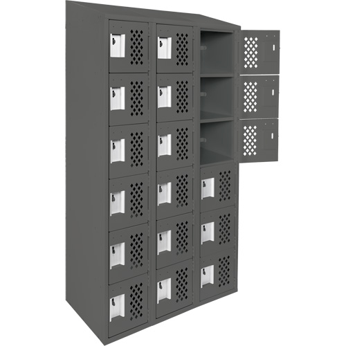 Assembled Lockerettes Clean Line Perforated Economy Lockers, 6 -tier, Bank of 3, 18" x 72" x 12", Steel NRZ Safety Inc.