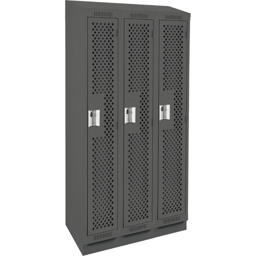Casiers Clean Line, Bloc de 3, 36" x 15" x 82", Acier, Charbon, Rivet (assembl&eacute;), Perfor&eacute; NRZ Safety Inc.