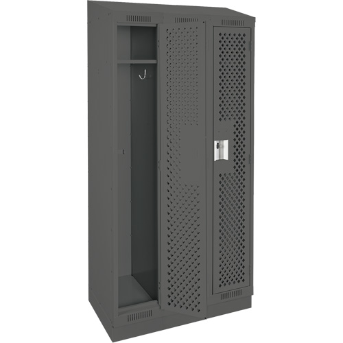 Casiers Clean Line, Bloc de 3, 36" x 15" x 82", Acier, Charbon, Rivet (assembl&eacute;), Perfor&eacute; NRZ Safety Inc.