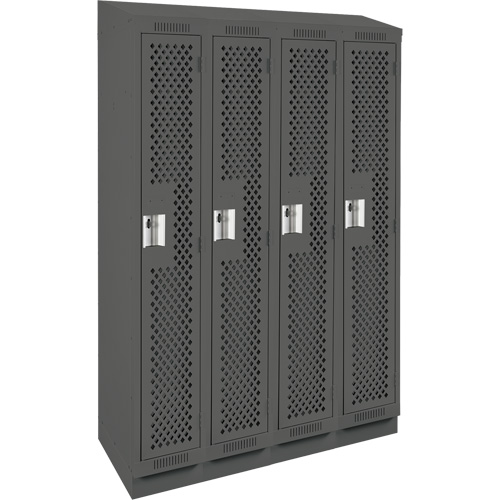 Casiers Clean Line, Bloc de 4, 48" x 15" x 82", Acier, Charbon, Rivet (assembl&eacute;), Perfor&eacute; NRZ Safety Inc.