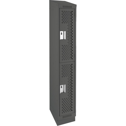 Clean Line Lockers, 2 -tier, 12" x 12" x 82", Steel, Charcoal, Rivet (Assembled), Perforated NRZ Safety Inc.