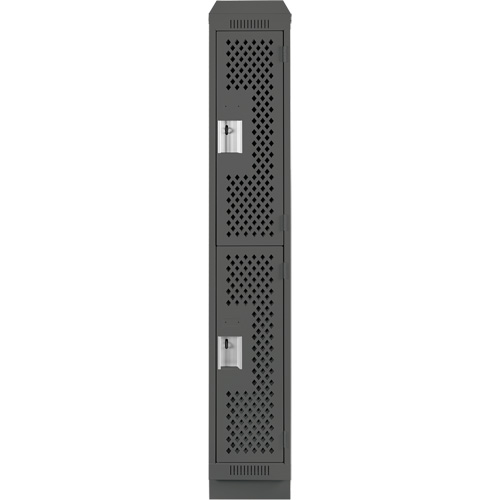 Clean Line Lockers, 2 -tier, 12" x 12" x 82", Steel, Charcoal, Rivet (Assembled), Perforated NRZ Safety Inc.