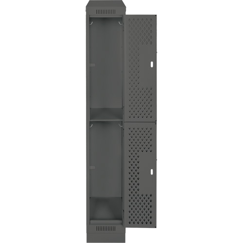 Clean Line Lockers, 2 -tier, 12" x 12" x 82", Steel, Charcoal, Rivet (Assembled), Perforated NRZ Safety Inc.