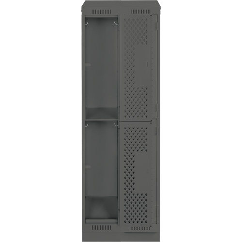 Clean Line Lockers, 2 -tier, Bank of 2, 24" x 12" x 82", Steel, Charcoal, Rivet (Assembled), Perforated NRZ Safety Inc.