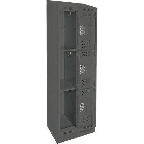 Clean Line Lockers, 3 -tier, Bank of 2, 24" x 18" x 82", Steel, Charcoal, Rivet (Assembled), Perforated NRZ Safety Inc.