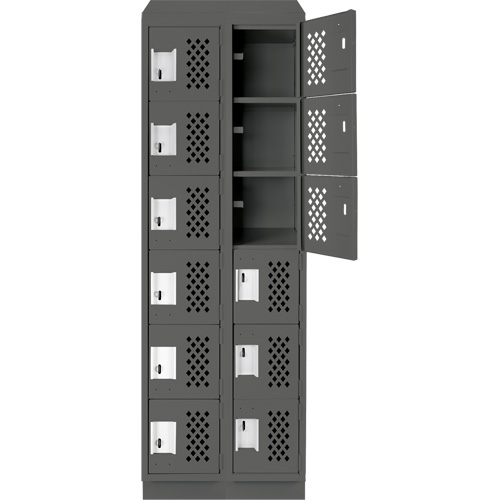 Clean-Line Perforated Lockerette, 6 -tier, Bank of 2, 12" x 72" x 12", Steel NRZ Safety Inc.
