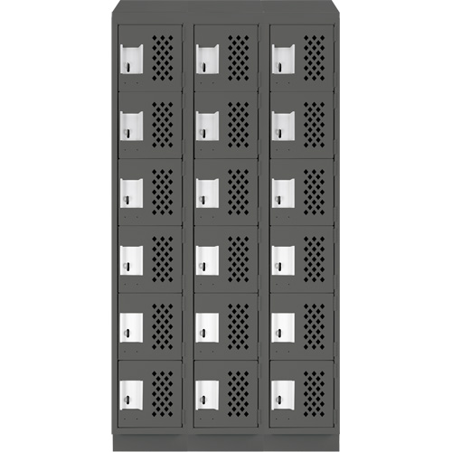 Clean-Line Perforated Lockerette, 6 -tier, Bank of 3, 12" x 72" x 12", Steel NRZ Safety Inc.