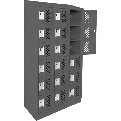 Clean-Line Perforated Lockerette, 6 -tier, Bank of 3, 12" x 72" x 12", Steel NRZ Safety Inc.