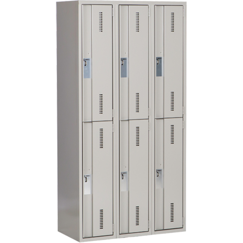 Concorde Heavy-Duty Lockers, 2 -tier, Bank of 3, 36" x 18" x 72", Steel, Grey, Welded (Assembled) NRZ Safety Inc.