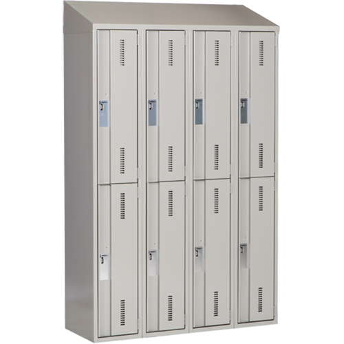 Concorde Heavy-Duty Lockers, 2 -tier, Bank of 4, 48" x 18" x 78", Steel, Grey, Welded (Assembled) NRZ Safety Inc.