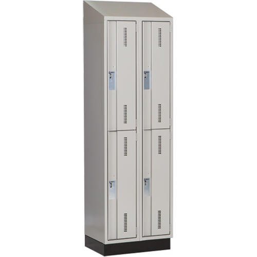 Concorde Heavy-Duty Lockers, 2 -tier, Bank of 2, 24" x 18" x 82", Steel, Grey, Welded (Assembled) NRZ Safety Inc.