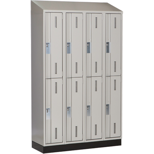 Concorde Heavy-Duty Lockers, 2 -tier, Bank of 4, 48" x 18" x 82", Steel, Grey, Welded (Assembled) NRZ Safety Inc.