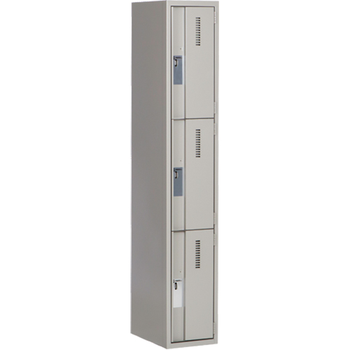 Concorde Heavy-Duty Lockers, 3 -tier, 12" x 18" x 72", Steel, Grey, Welded (Assembled) NRZ Safety Inc.
