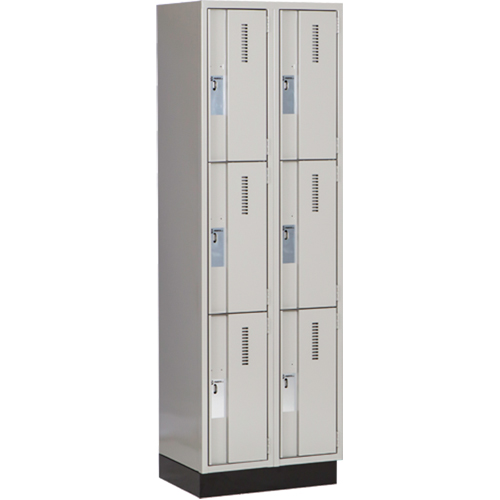 Concorde Heavy-Duty Lockers, 3 -tier, Bank of 2, 24" x 18" x 76", Steel, Grey, Welded (Assembled) NRZ Safety Inc.