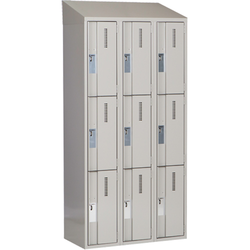 Concorde Heavy-Duty Lockers, 3 -tier, Bank of 3, 36" x 18" x 78", Steel, Grey, Welded (Assembled) NRZ Safety Inc.