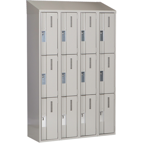 Concorde Heavy-Duty Lockers, 3 -tier, Bank of 4, 48" x 18" x 78", Steel, Grey, Welded (Assembled) NRZ Safety Inc.