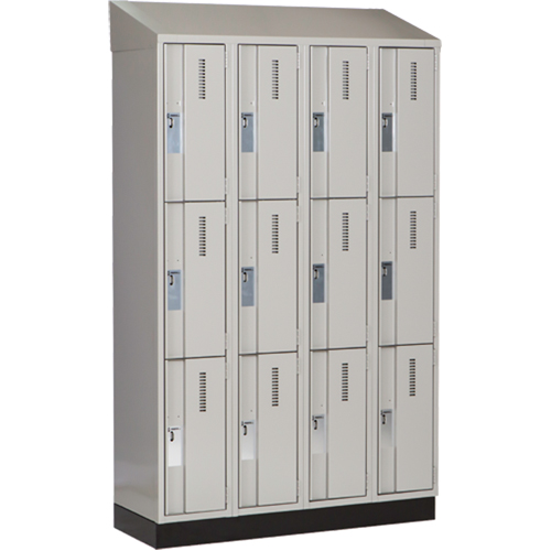 Concorde Heavy-Duty Lockers, 3 -tier, Bank of 4, 48" x 18" x 82", Steel, Grey, Welded (Assembled) NRZ Safety Inc.