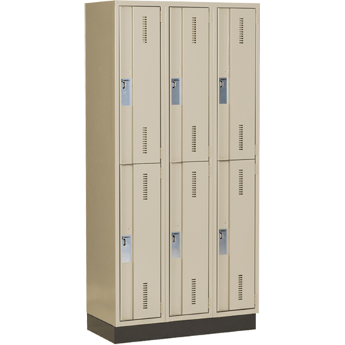 Concorde Heavy-Duty Lockers, 2 -tier, Bank of 3, 36" x 18" x 76", Steel, Beige, Welded (Assembled) NRZ Safety Inc.