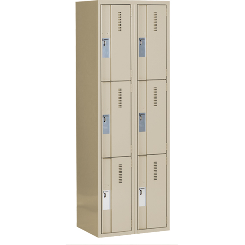 Concorde Heavy-Duty Lockers, 3 -tier, Bank of 2, 24" x 18" x 72", Steel, Beige, Welded (Assembled) NRZ Safety Inc.