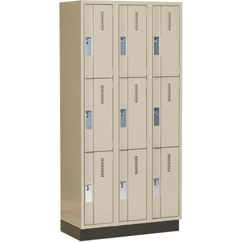 Casiers robustes Concorde, 3 niveaux, Bloc de 3, 36" x 18" x 76", Acier, Beige, Soud&eacute; (assembl&eacute;) NRZ Safety Inc.