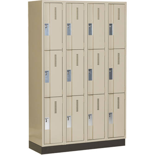 Concorde Heavy-Duty Lockers, 3 -tier, Bank of 4, 48" x 18" x 76", Steel, Beige, Welded (Assembled) NRZ Safety Inc.