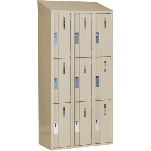 Concorde Heavy-Duty Lockers, 3 -tier, Bank of 3, 36" x 18" x 78", Steel, Beige, Welded (Assembled) NRZ Safety Inc.