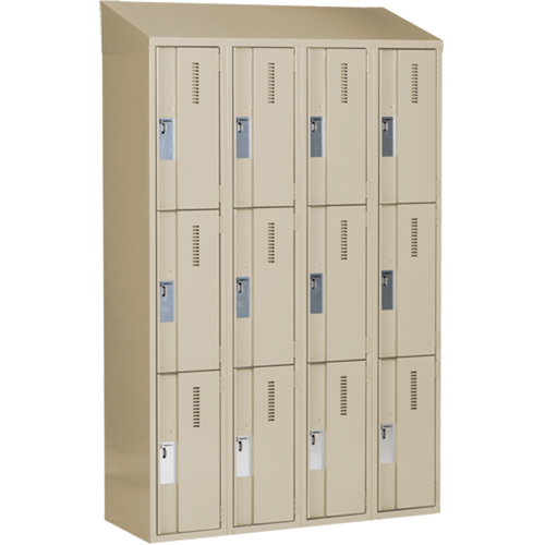 Concorde Heavy-Duty Lockers, 3 -tier, Bank of 4, 48" x 18" x 78", Steel, Beige, Welded (Assembled) NRZ Safety Inc.