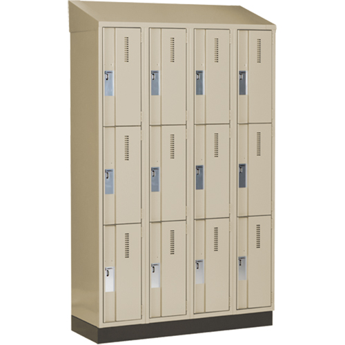 Concorde Heavy-Duty Lockers, 3 -tier, Bank of 4, 48" x 18" x 82", Steel, Beige, Welded (Assembled) NRZ Safety Inc.