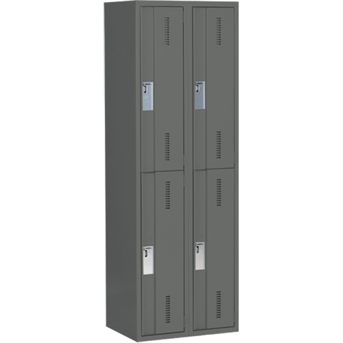 Concorde Heavy-Duty Lockers, 2 -tier, Bank of 2, 24" x 18" x 72", Steel, Charcoal, Welded (Assembled) NRZ Safety Inc.