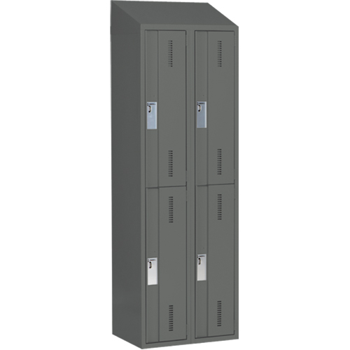 Concorde Heavy-Duty Lockers, 2 -tier, Bank of 2, 24" x 18" x 78", Steel, Charcoal, Welded (Assembled) NRZ Safety Inc.