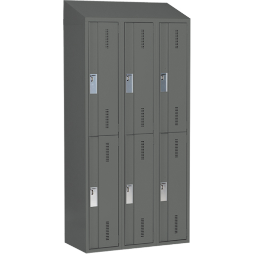 Concorde Heavy-Duty Lockers, 2 -tier, Bank of 3, 36" x 18" x 78", Steel, Charcoal, Welded (Assembled) NRZ Safety Inc.