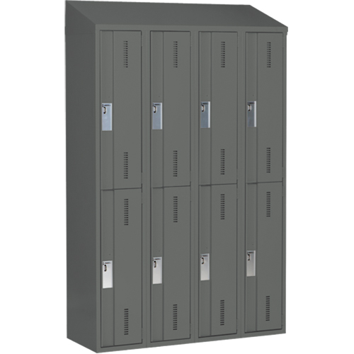 Concorde Heavy-Duty Lockers, 2 -tier, Bank of 4, 48" x 18" x 78", Steel, Charcoal, Welded (Assembled) NRZ Safety Inc.