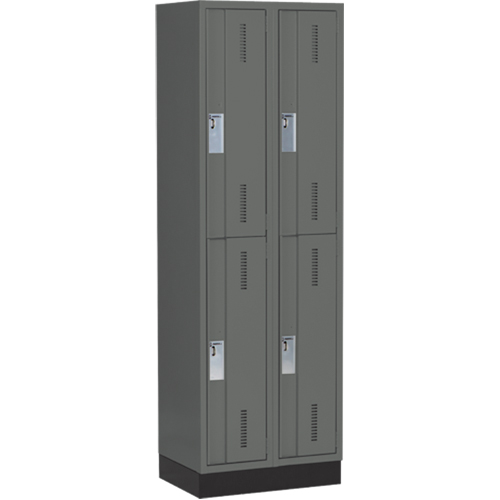 Concorde Heavy-Duty Lockers, 2 -tier, Bank of 2, 24" x 18" x 76", Steel, Charcoal, Welded (Assembled) NRZ Safety Inc.