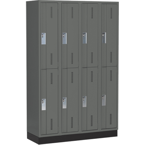 Concorde Heavy-Duty Lockers, 2 -tier, Bank of 4, 48" x 18" x 76", Steel, Charcoal, Welded (Assembled) NRZ Safety Inc.