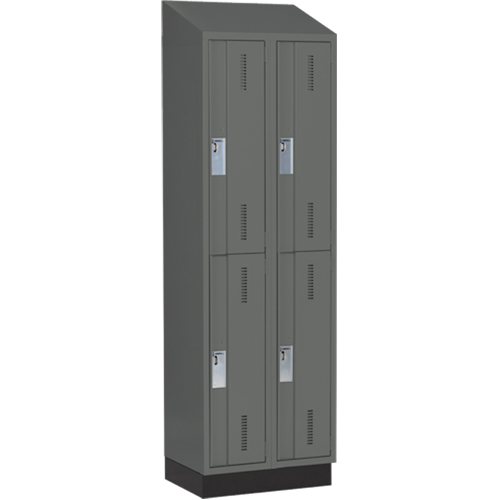 Concorde Heavy-Duty Lockers, 2 -tier, Bank of 2, 24" x 18" x 82", Steel, Charcoal, Welded (Assembled) NRZ Safety Inc.