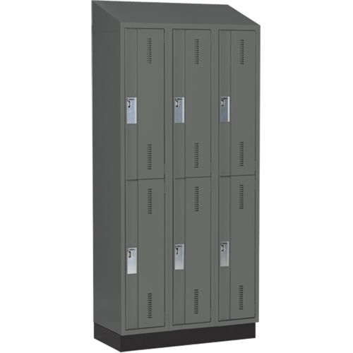 Concorde Heavy-Duty Lockers, 2 -tier, Bank of 3, 36" x 18" x 82", Steel, Charcoal, Welded (Assembled) NRZ Safety Inc.